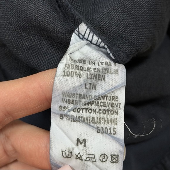 Splendid Iris Women's Sz M Linen Ruched Pocket Pants in Navy Blue, Elastic Waist - Picture 12 of 12